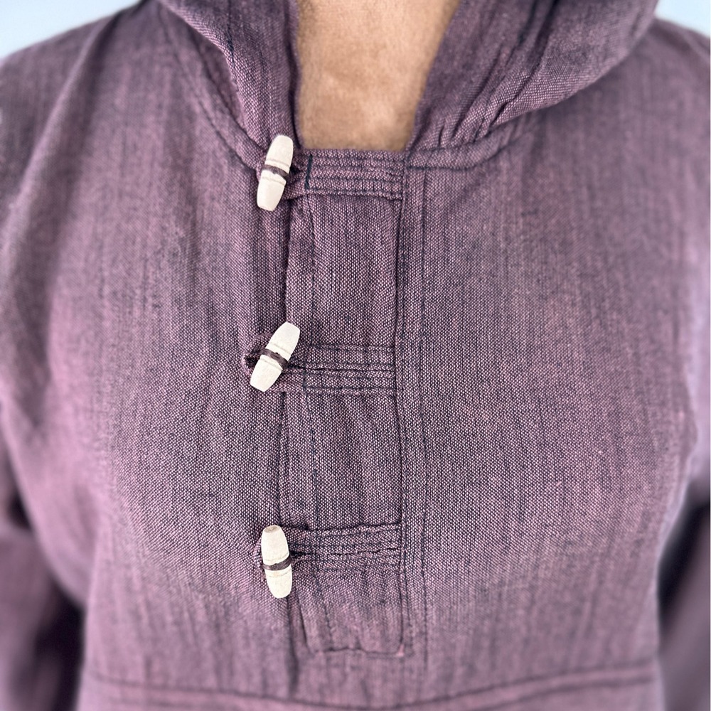 Unbranded Woven Cotton Hoodie Women Medium Plum Good Boho Toggle Nepal Anorak - Picture 3 of 6